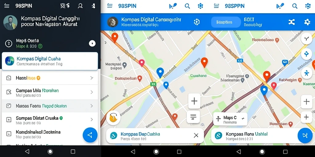 Antarmuka pengguna 98SPIN menampilkan kompas digital yang jelas dan informatif.