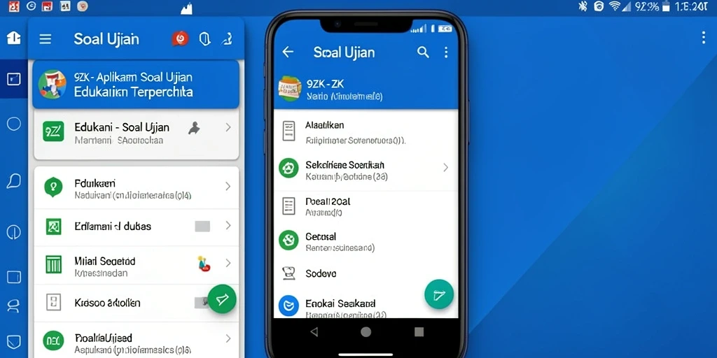 Tampilan antarmuka aplikasi Soal Ujian 9ZK yang menarik dan interaktif.