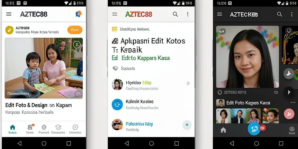 Tampilan antarmuka AZTEC88 dengan efek edit foto kertas kaca yang menarik.