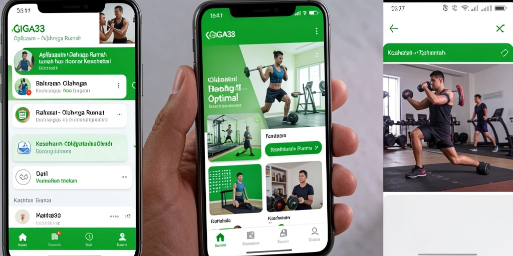 Tampilan antarmuka GIGA33 yang mudah digunakan dan interaktif untuk olahraga rumah.