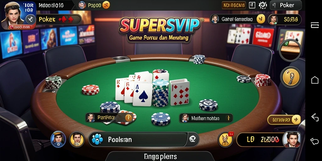 Tampilan antarmuka utama SUPERSVIP yang menarik untuk bermain Poker.