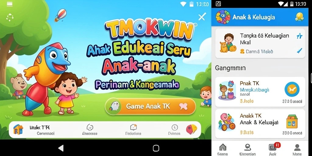 Antarmuka cerah dan menarik dari aplikasi Game Anak TK TMOKWIN.